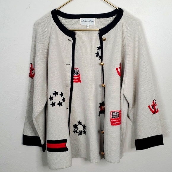 Bettie Page Patriotic Wool Blend Sweater Cardigan - Picture 7 of 7
